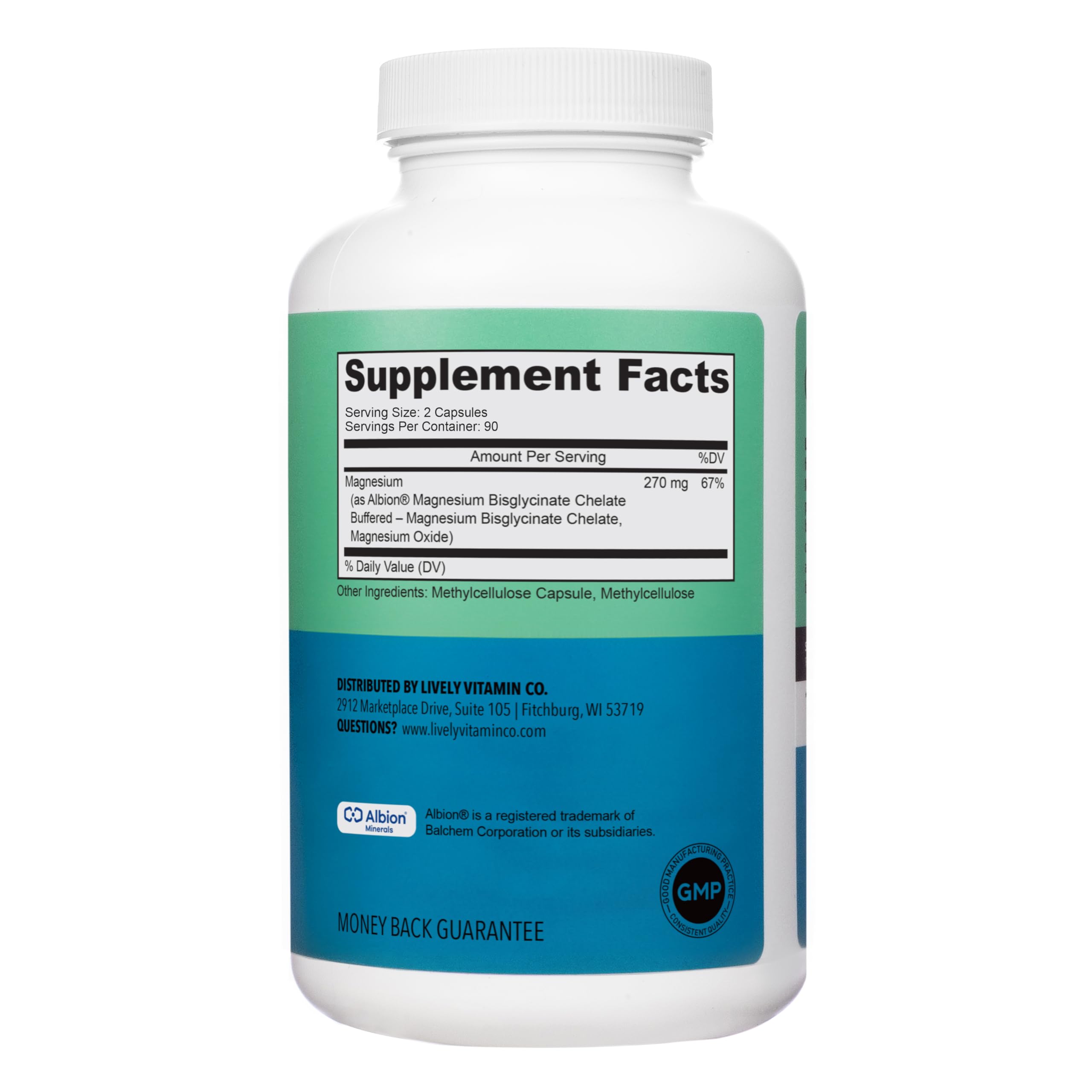 Close-up of Lively Vitamin Co Magnesium Ease capsules showing vegan, easy-to-swallow form.