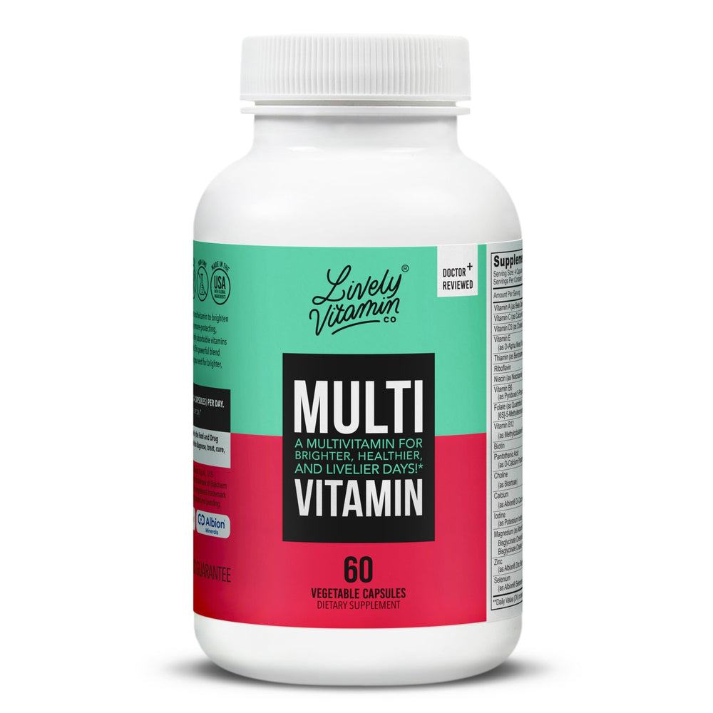 LIVELY VITAMIN CO multivitamin bottle front showing a comprehensive daily wellness formula