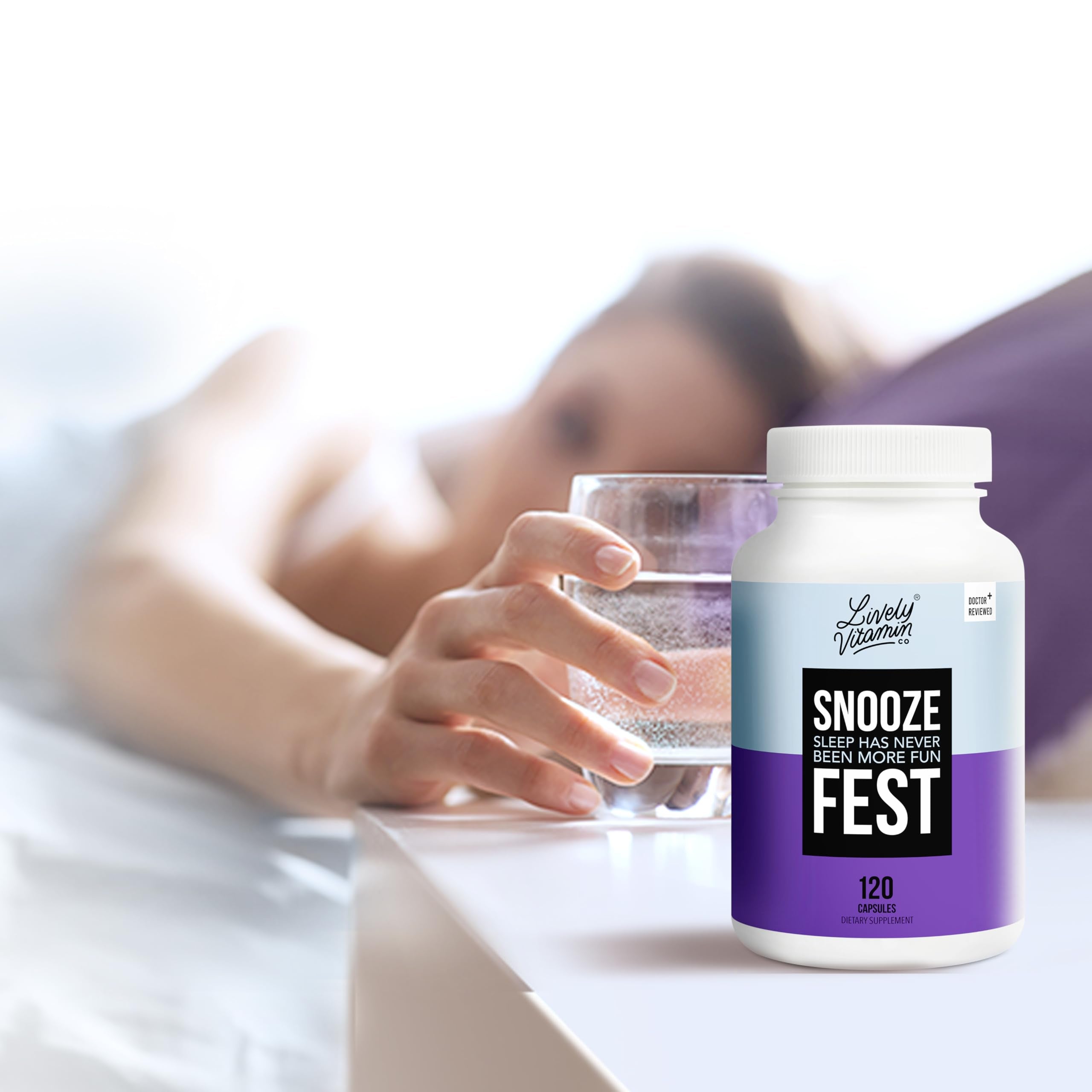 LIVELY VITAMIN CO Snooze Fest lifestyle scene with clock signals consistent nightly routine.