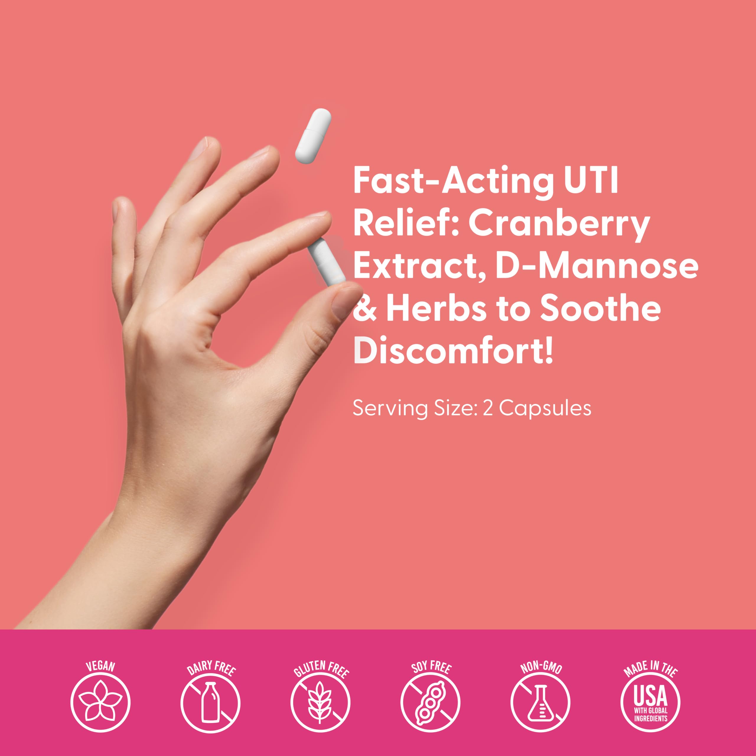 UTBye cranberry extract detail emphasizes natural origin and urinary health support.