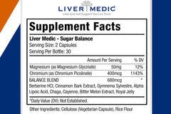 Liver Medic Blood Sugar Complex capsules closeup for easy daily dosing