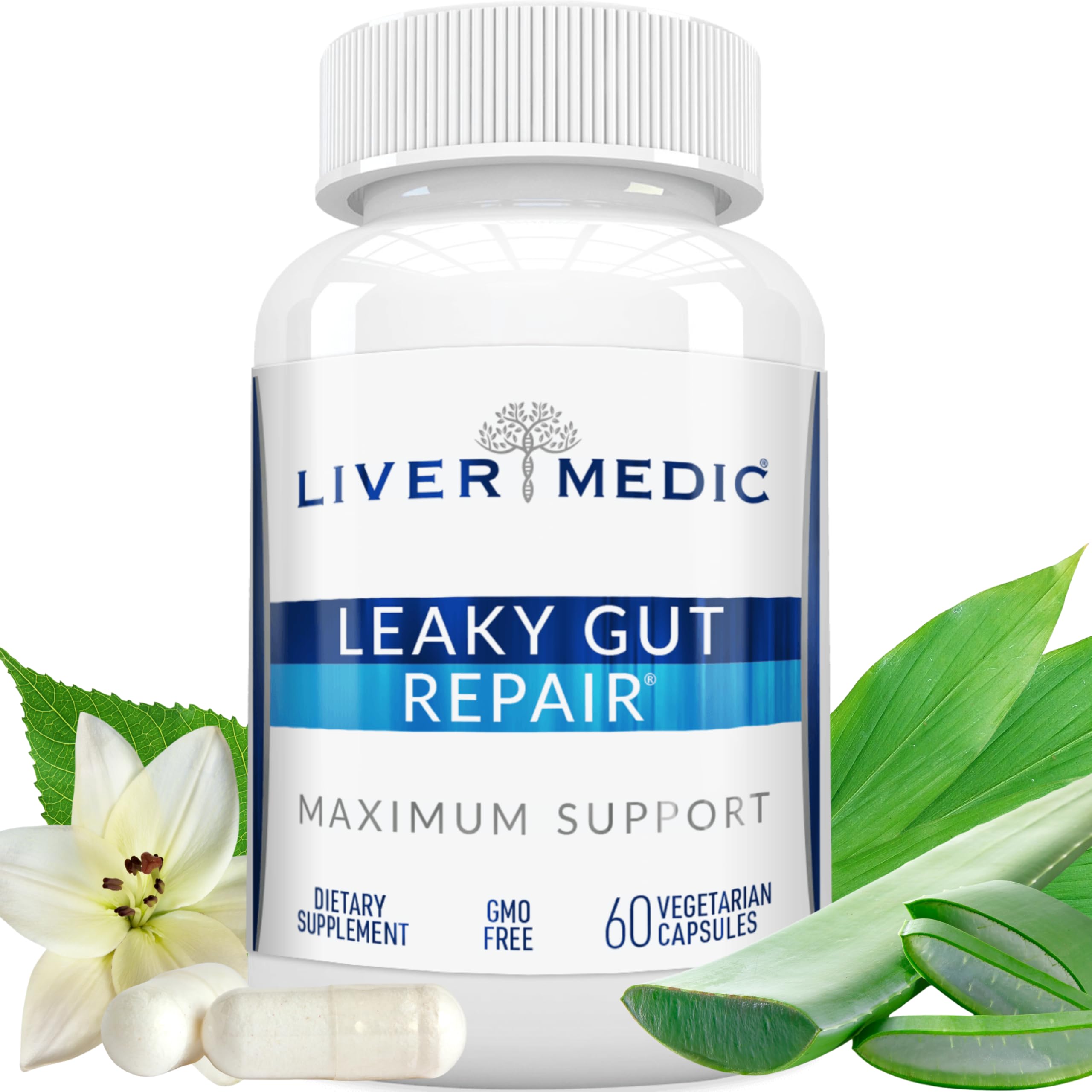Liver Medic Leaky Gut Repair bottle front view signaling reliable digestive support.