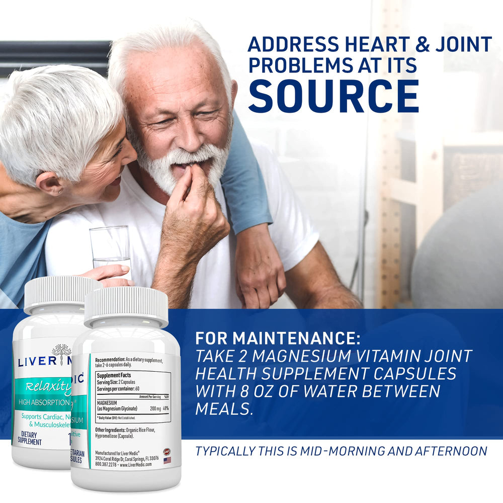 Liver Medic Relaxity mg nutrition facts panel with per-serving details