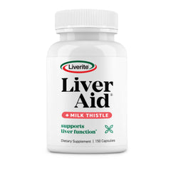Liverite Liver Aid bottle front view with capsules, suggesting daily energy support