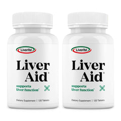 LIVERITE Liver Aid 240ct bottle highlighting daily vitality and liver support.