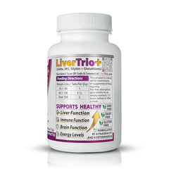 LiverTrio+ tablets in a dish ready to mix with meals.