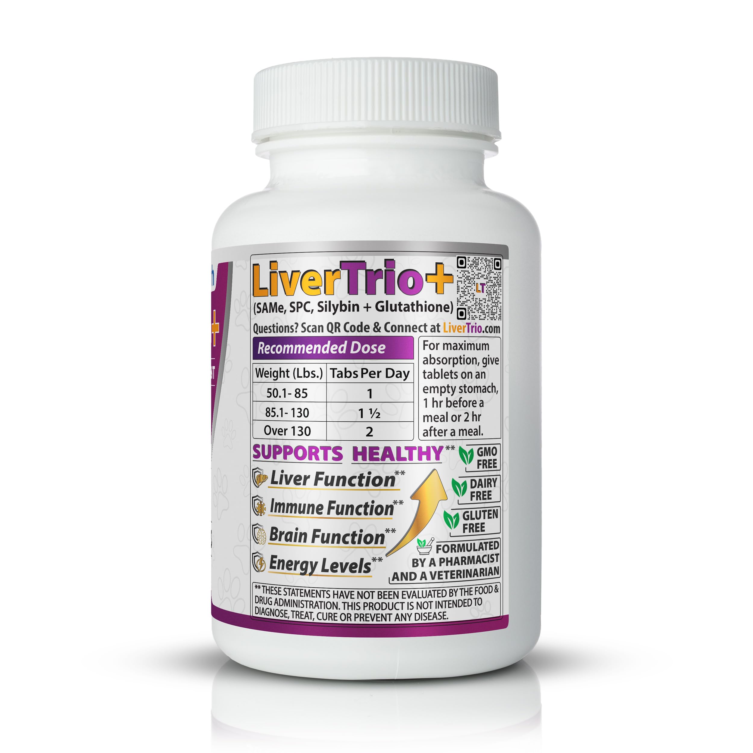 LiverTrio+ production label emphasizes high manufacturing standards in the USA.