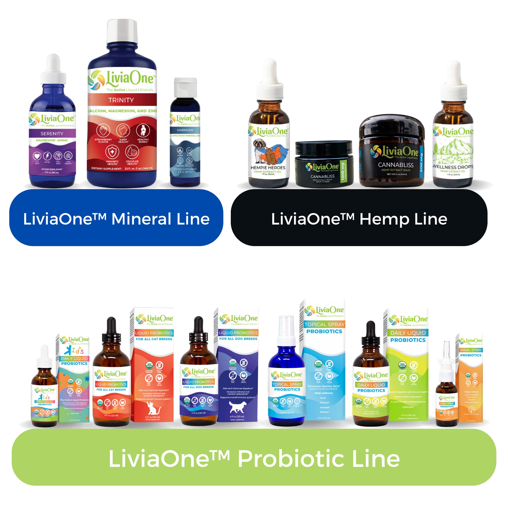 LiviaOne product on shelf with vegan formula and clean labeling.