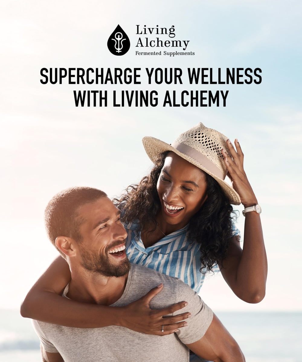 Living Alchemy brand packaging with logo shot indicating trusted wellness since 2016