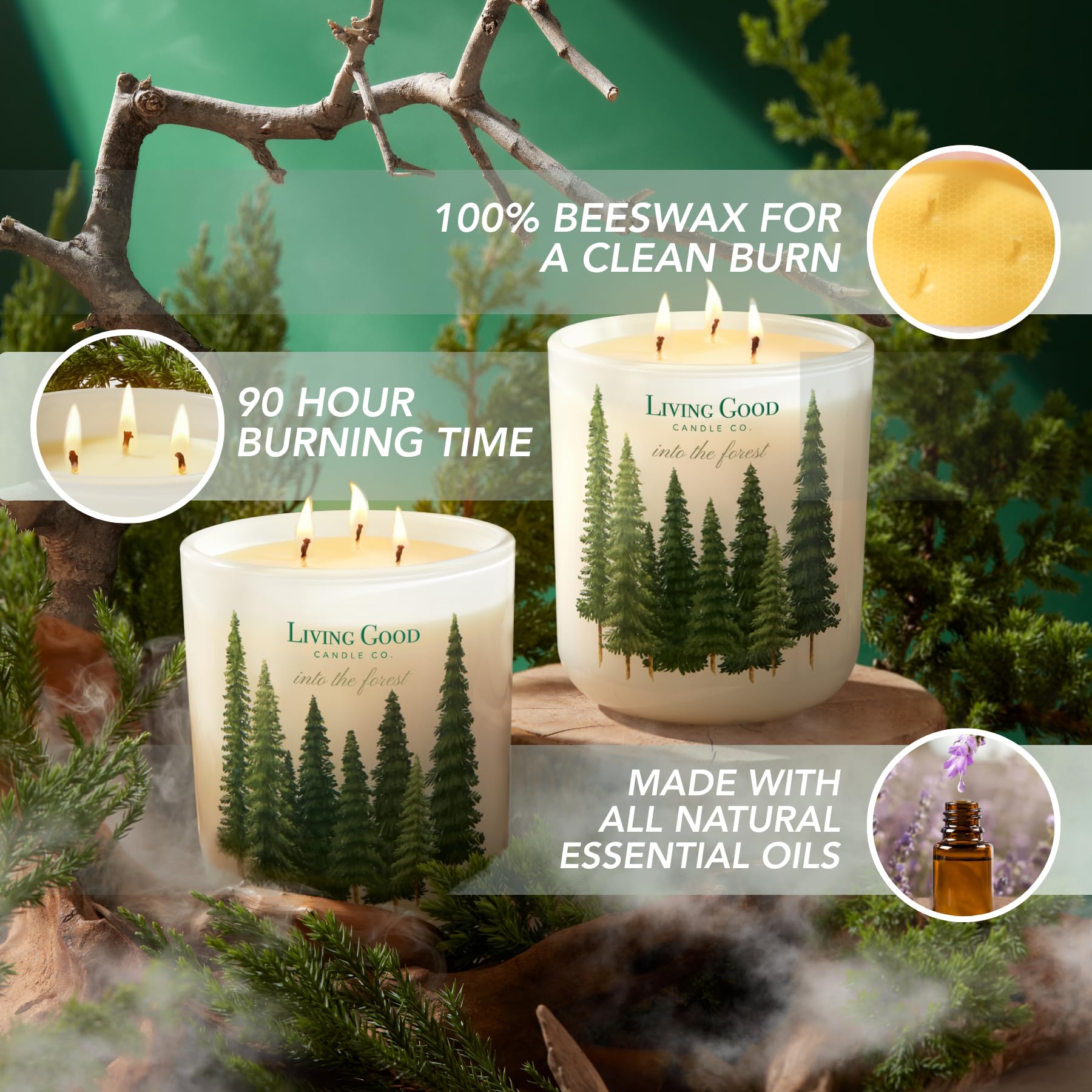 Living Good Candle Co Into the Forest beeswax texture showing natural warmth