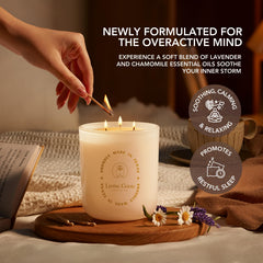 Living Good Candle Co. Tranquility lavender bloom, soothing scent for bedtime calm.