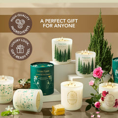 Living Good Candle Co. Tranquility wooden wick, long-lasting clean burn.