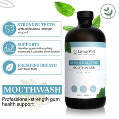 Ingredients close-up: hydroxyapatite and colloidal silver in Living Well with Dr. Michelle mouthwash