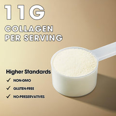 LIVINGANIC collagen powder stirred into a smoothie for a nourishing routine