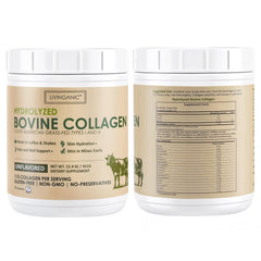 LIVINGANIC collagen powder zero sugar badge with nutrition facts
