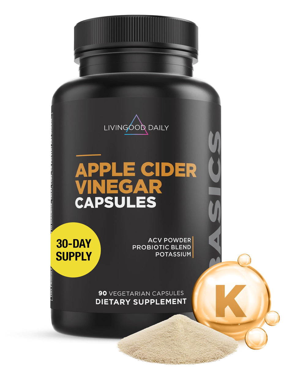 Livingood Daily Apple Cider Vinegar Capsules bottle ready for daily use.
