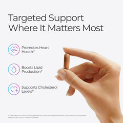 Livingood Daily Cholesterol Support label highlights key ingredients for heart health support.
