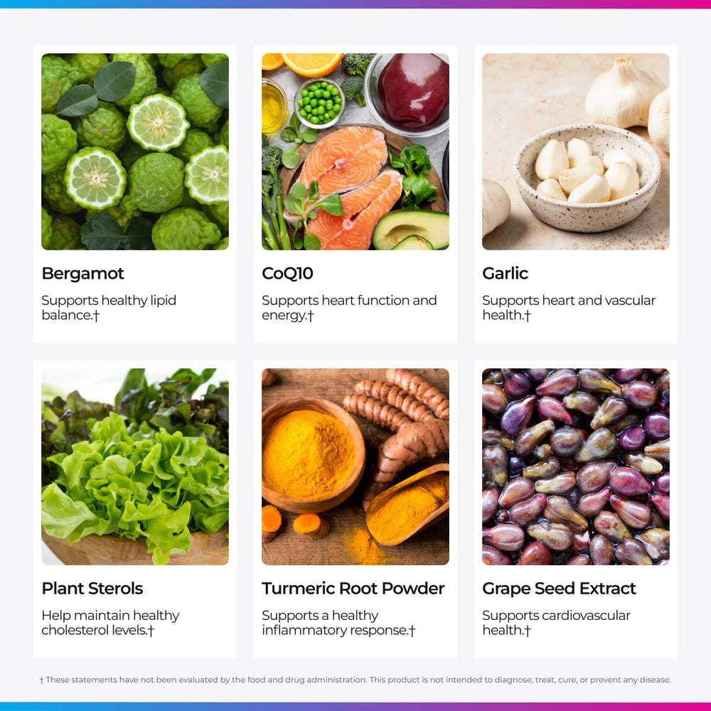 Livingood Daily Cholesterol Support packaging box showcases vegan, gluten-free formulation.