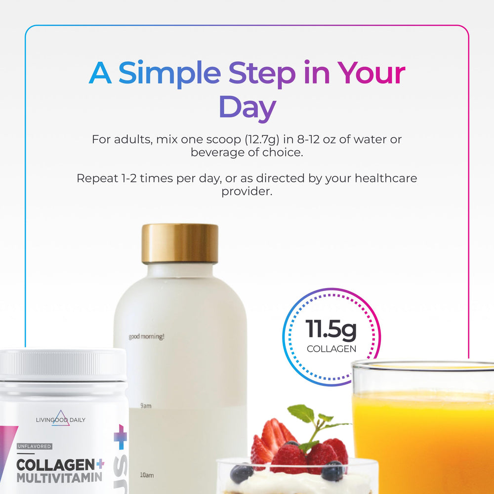 Livingood Daily Collagen Multi chocolate flavor tub with vitamins