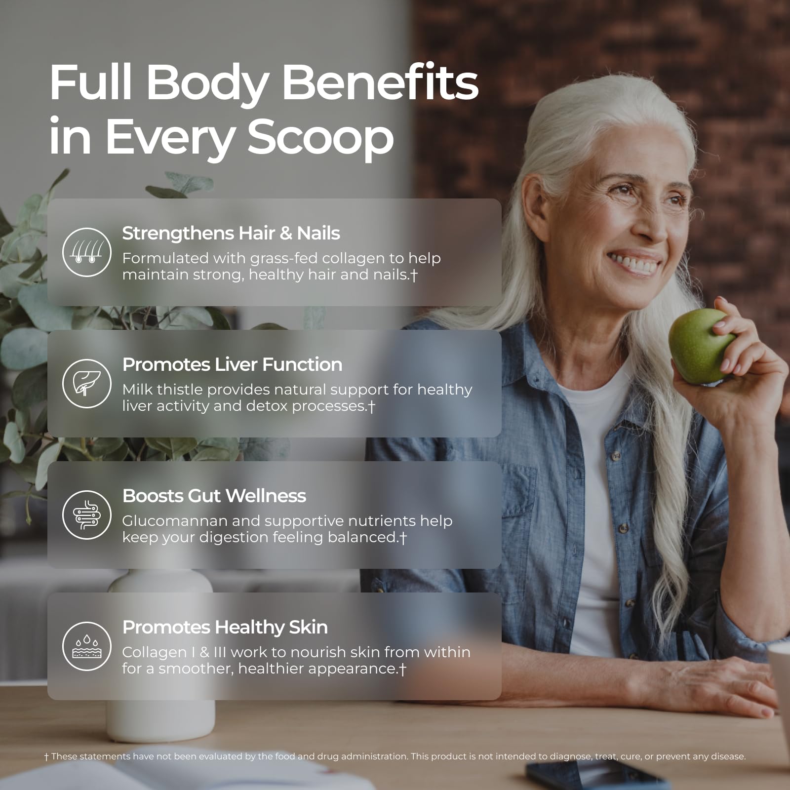 Scoop of Livingood Daily collagen powder in a glass highlighting convenient daily use