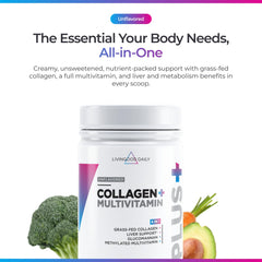 Unflavored Livingood Daily collagen powder dissolving in coffee or water