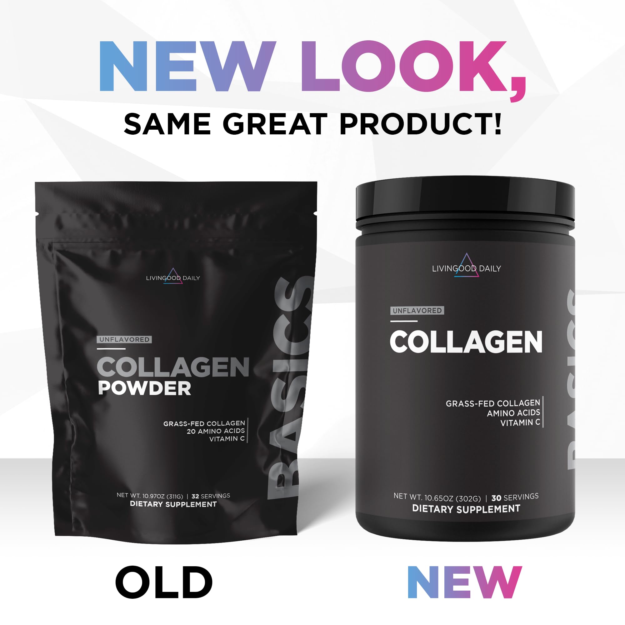Glass with a prepared collagen shake made from Livingood Daily powder