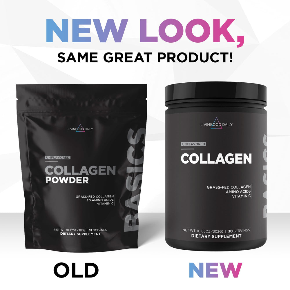 Glass with a prepared collagen shake made from Livingood Daily powder
