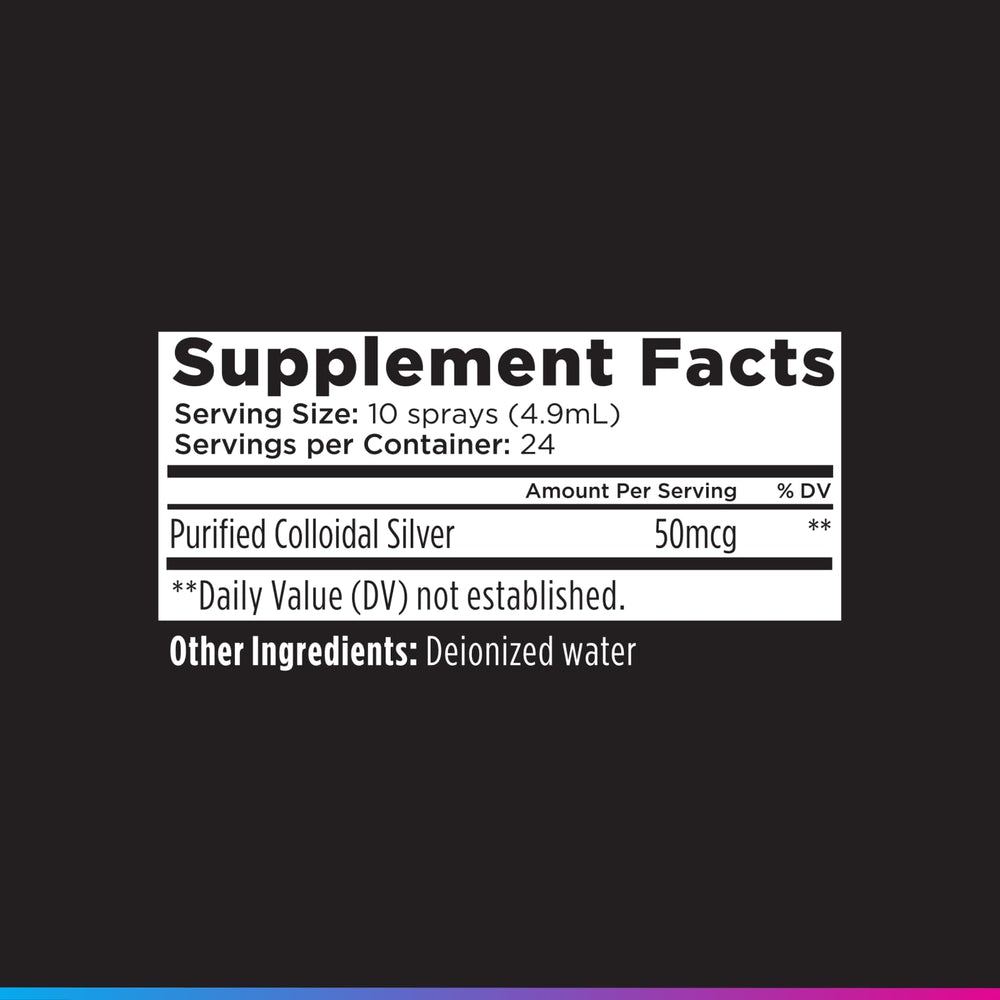 Livingood Daily Colloidal Silver Spray deionized water base ensures clean ingredients.