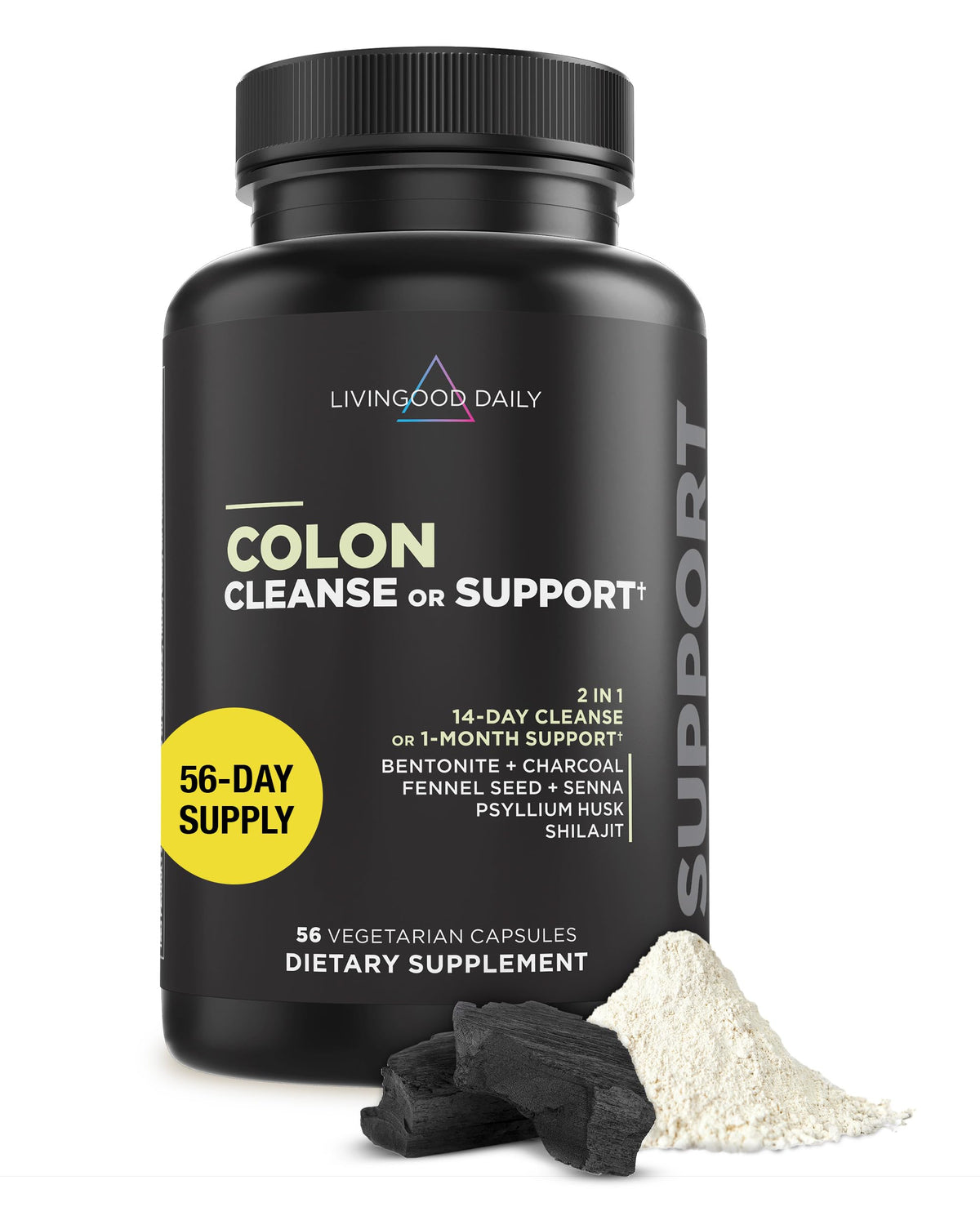 Livingood Daily Colon Cleanse bottle front showing convenient digestive support.