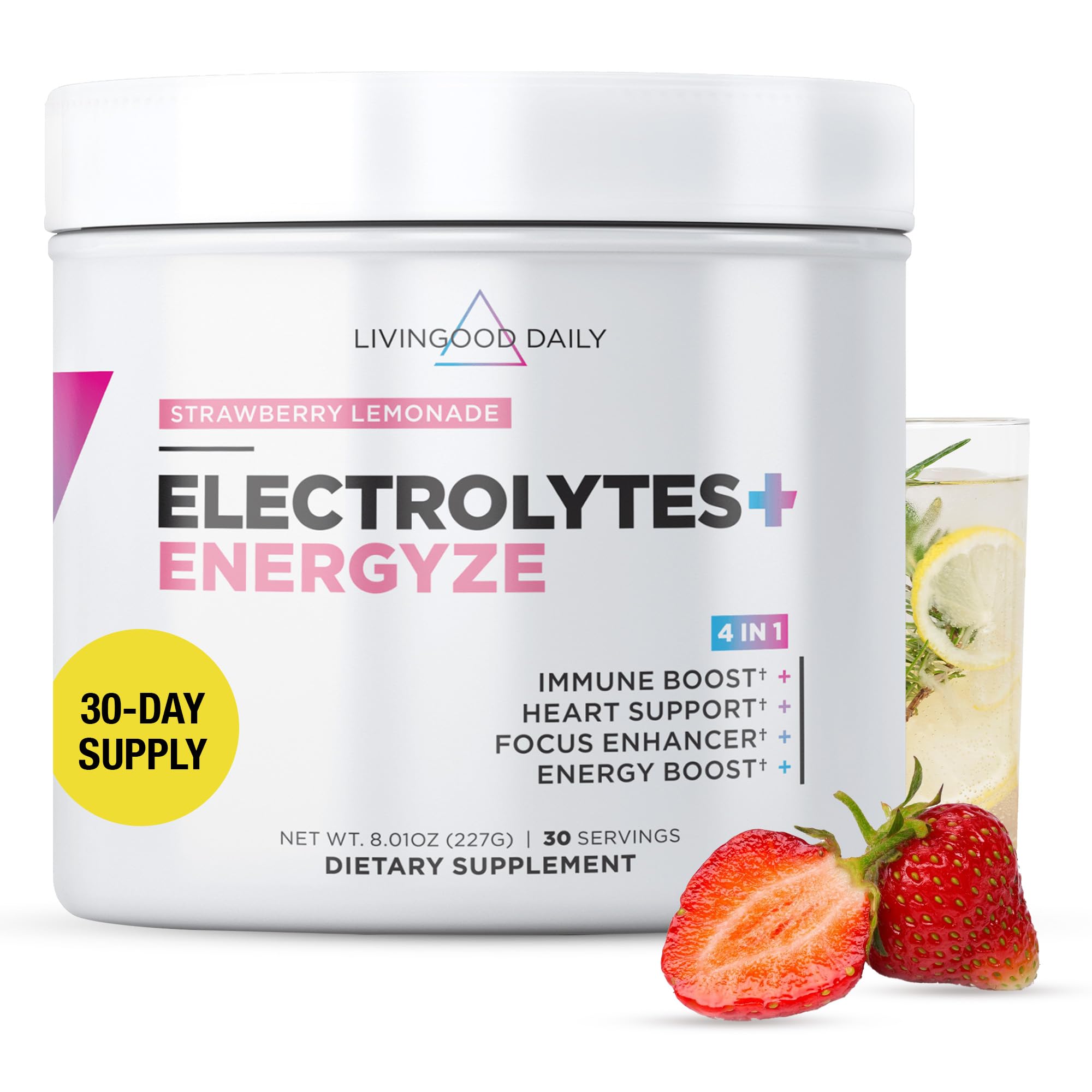 Livingood Daily Electrolytes bottle front showing a sugar-free, keto-friendly hydration blend.