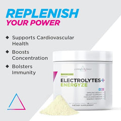 Livingood Daily Electrolytes lemon lime being stirred into water for quick hydration