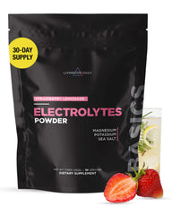 Livingood Daily Electrolytes powder bottle front for daily hydration.