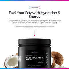 Livingood Daily Electrolytes unflavored powder mixed into a drink