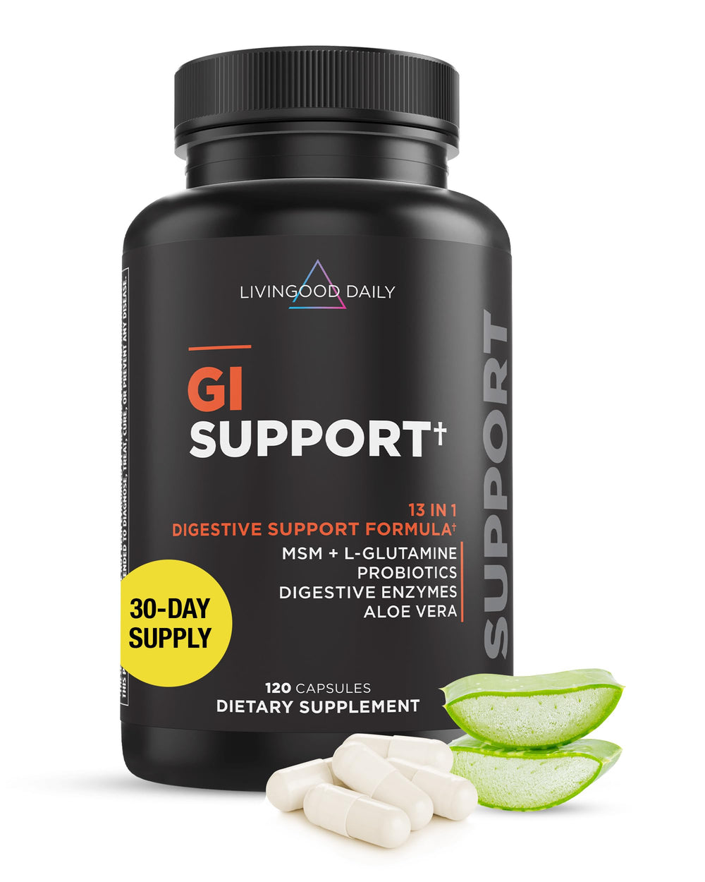 Livingood Daily Gut Cleanse bottle front showing 120 capsules for daily digestive support.