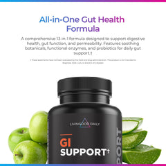 Livingood Daily Gut Cleanse bottle side highlights easy 2x daily dosage pattern.