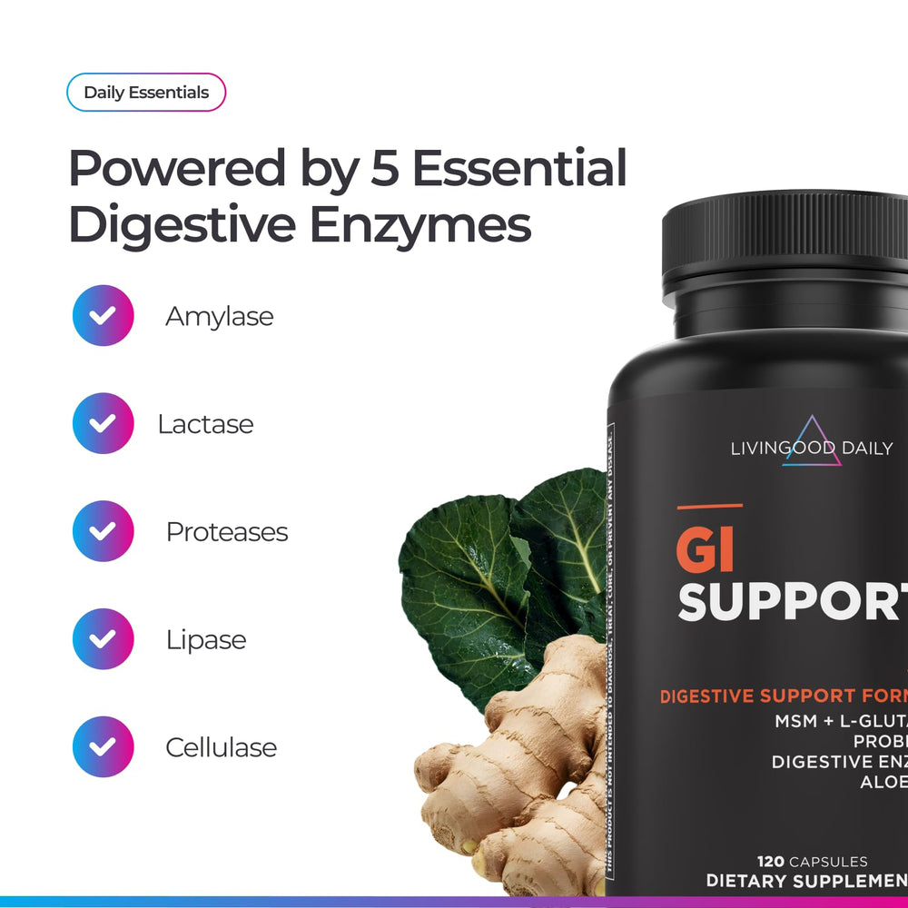 Livingood Daily Gut Cleanse ingredients close-up emphasizes 13 ingredients for digestive wellness.
