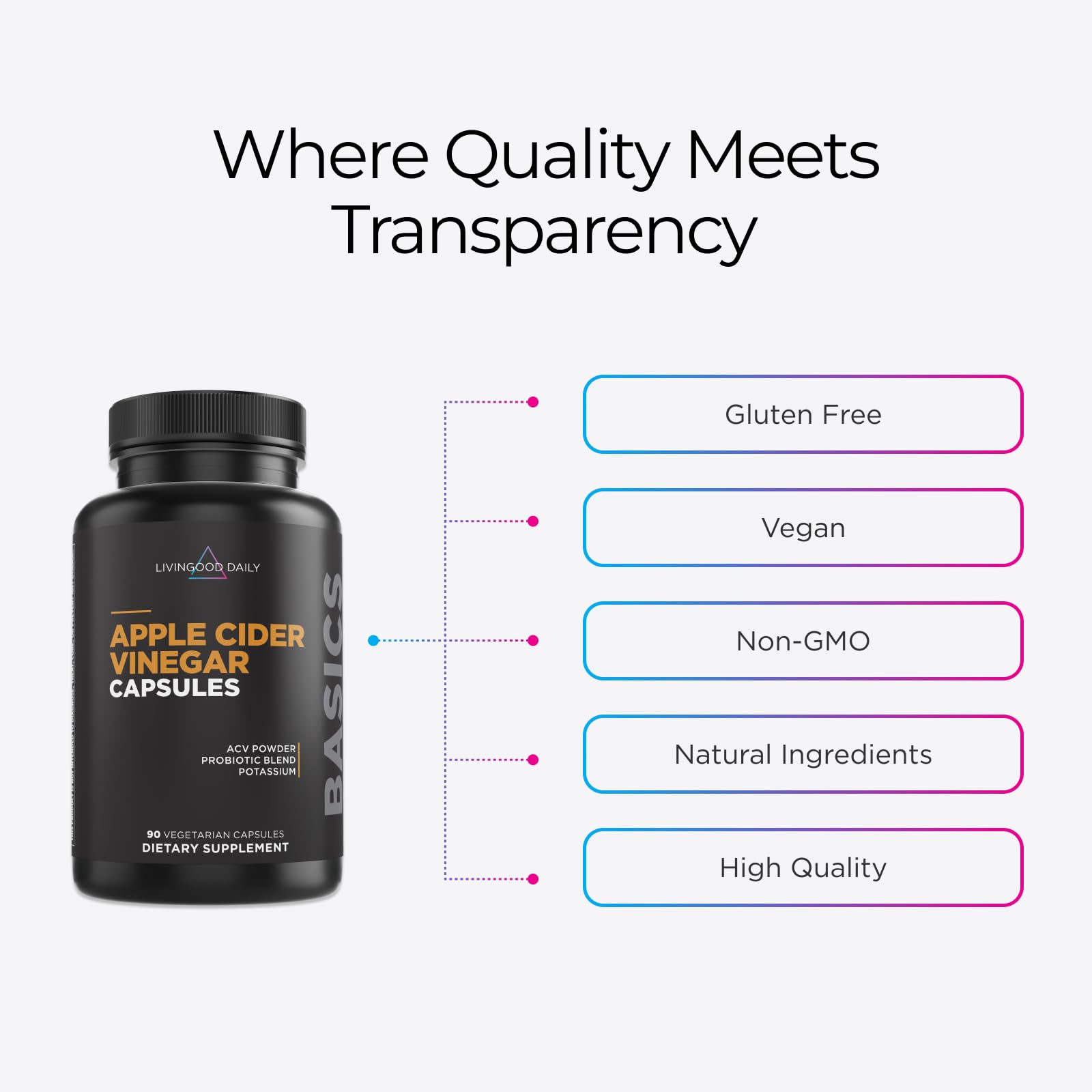 Livingood Daily vegan, non-GMO, gluten-free label for clean nutrition.