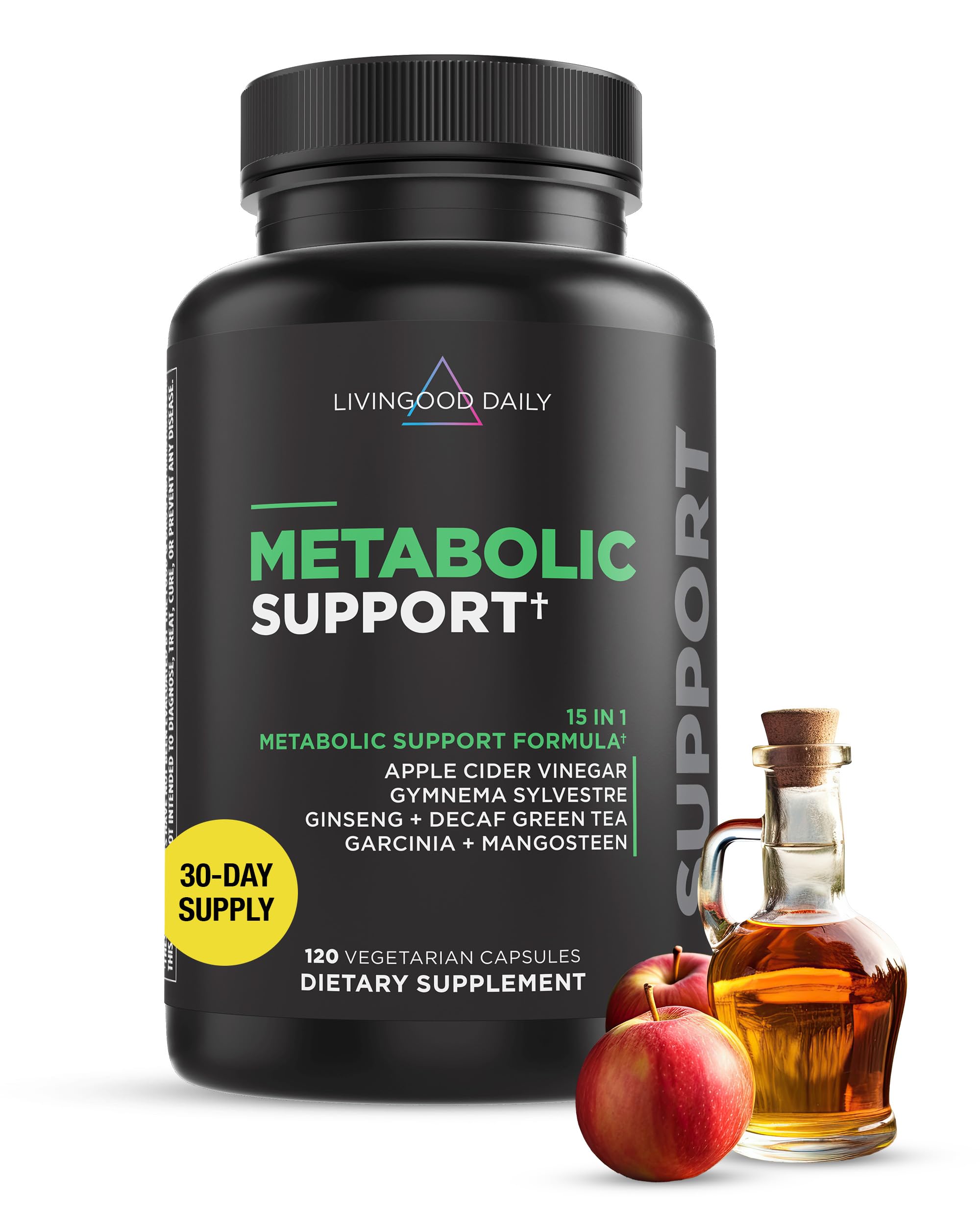 Livingood Daily Metabolic Support bottle front view for steady energy.