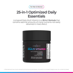 Livingood Daily methylated multivitamin packaging on shelf for everyday wellness.