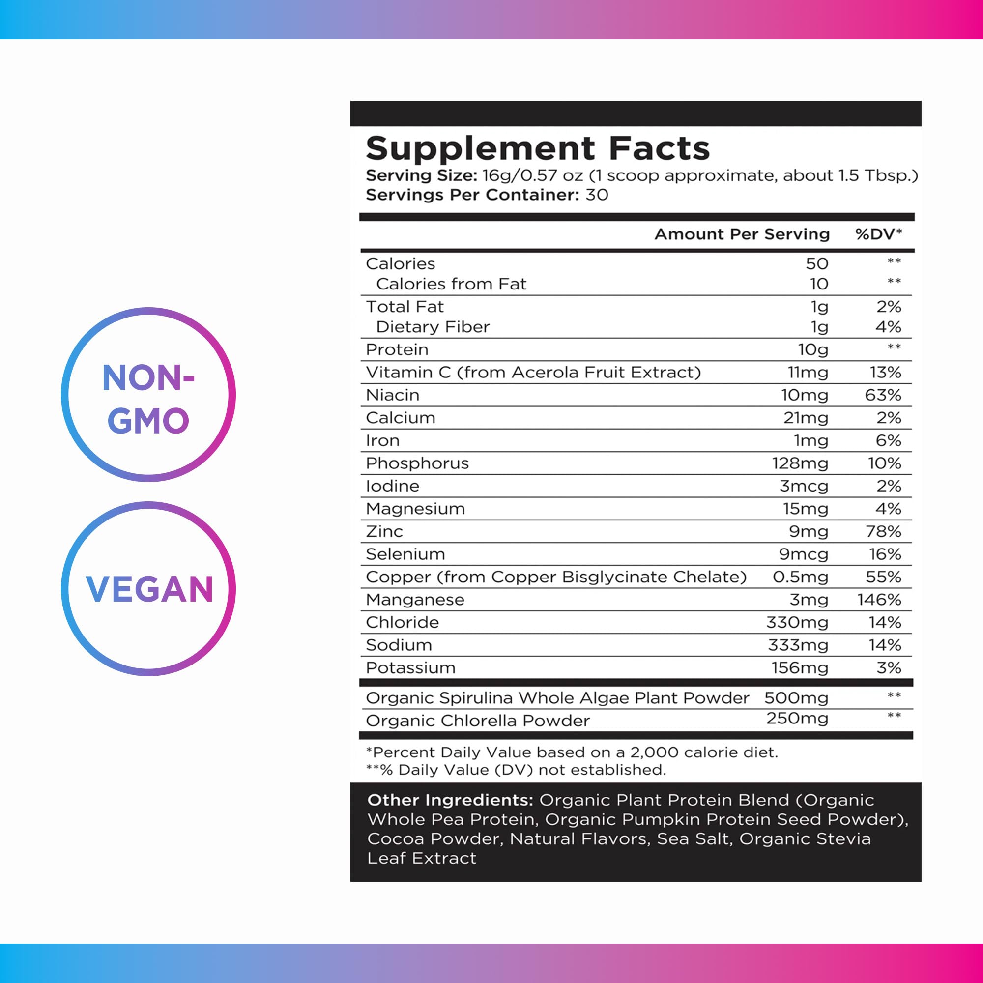 Livingood Daily blend highlighting spirulina and chlorella for greens-rich antioxidant support.