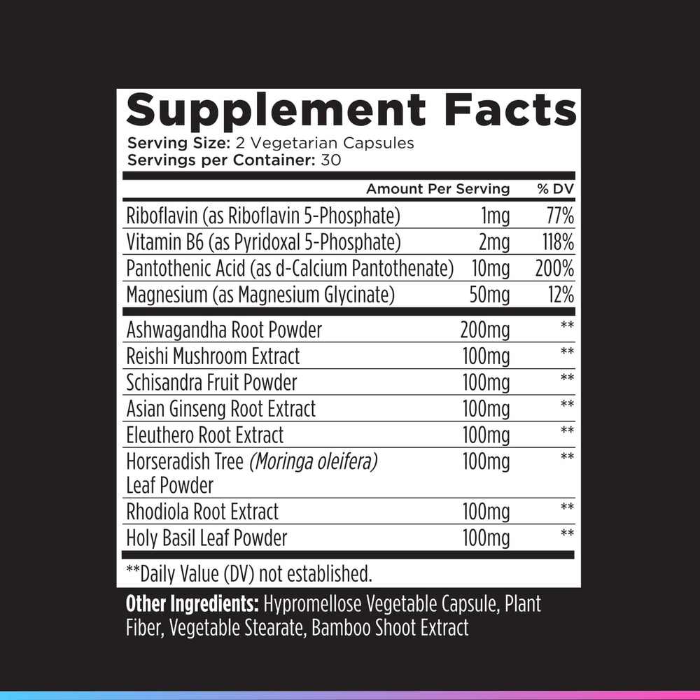 Livingood Daily Stress Support packaging display highlights vegan, gluten-free formula