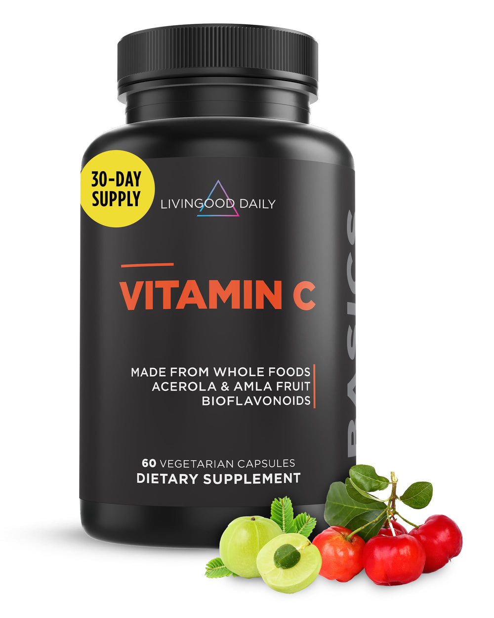 Livingood Daily Vitamin C bottle for easy daily immune support with vegan capsules.