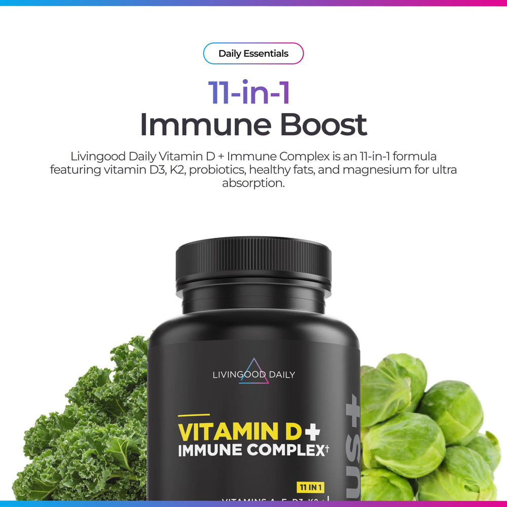 Livingood Daily label highlights high quality ingredients designed for enhanced absorption of fat soluble vitamins.