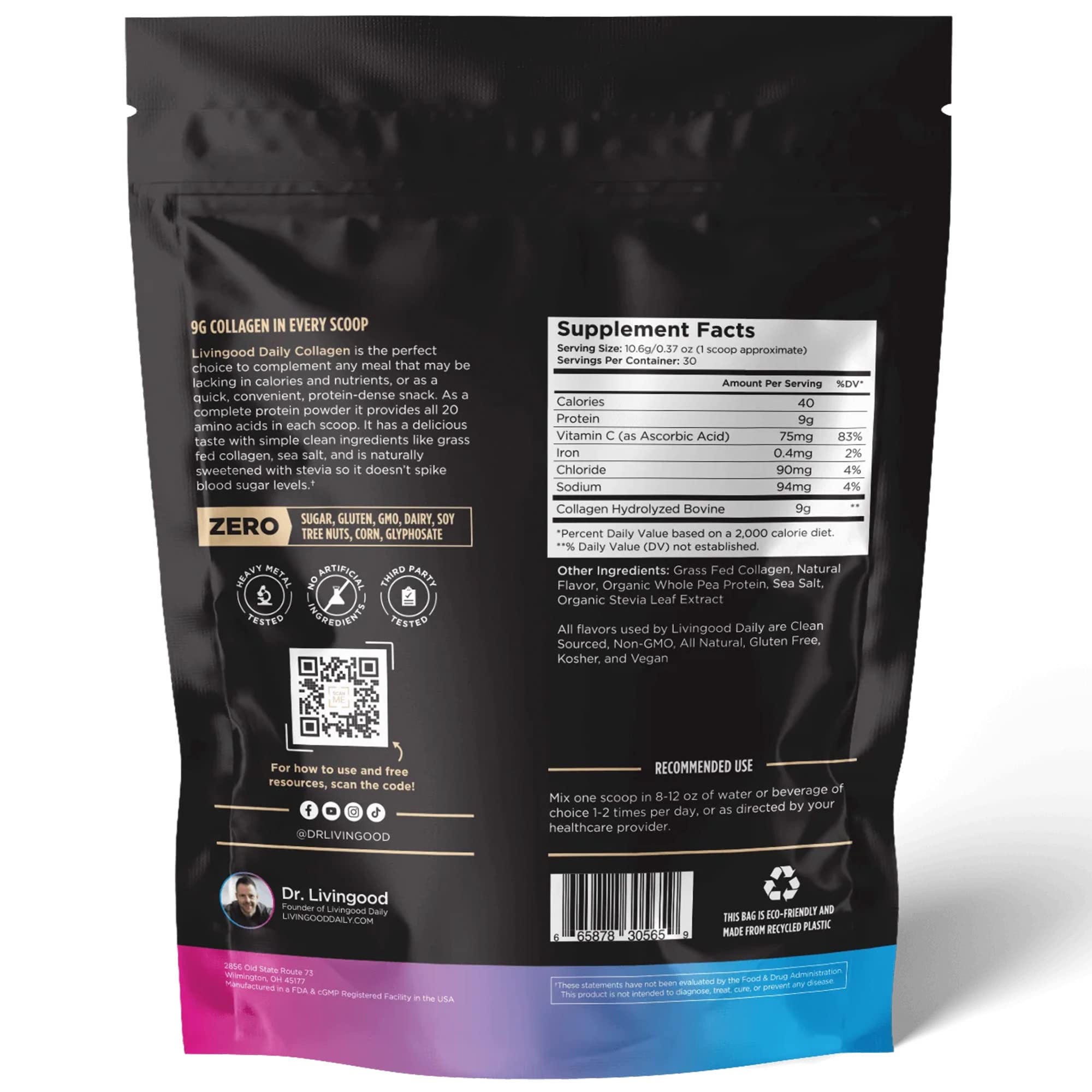 Livingood Daily vanilla collagen powder fits keto and paleo lifestyles.