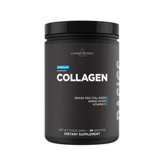 Livingood Daily vanilla collagen powder canister for everyday wellness and easy mixing.