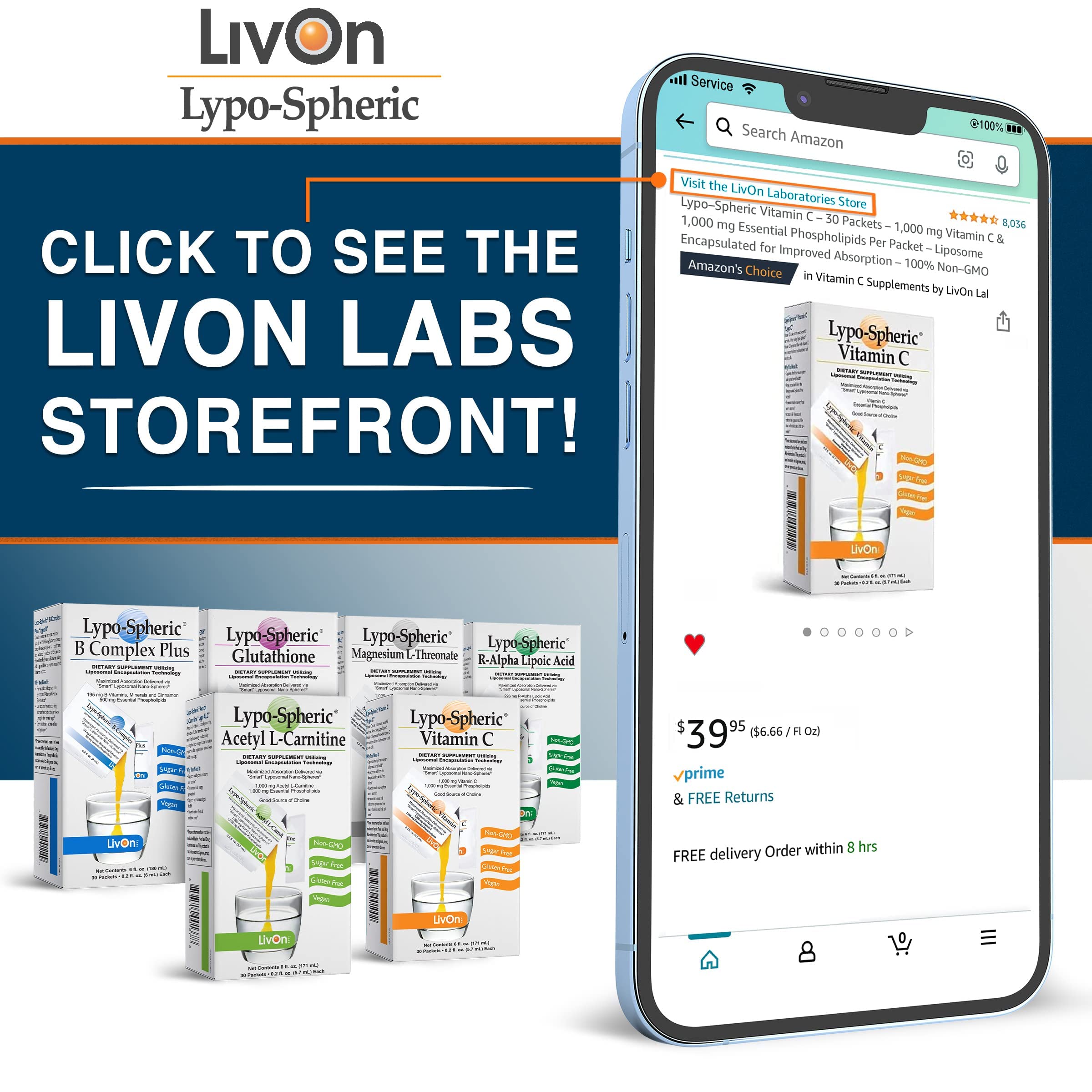 LivOn Lypo-Spheric B Complex Plus packaging featuring cinnamon accent