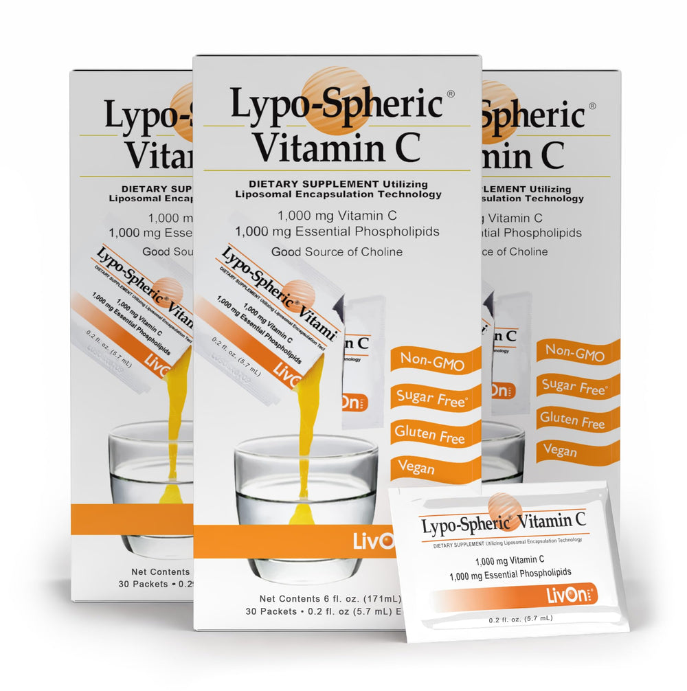 LivOn Liposomal Vitamin C packets for daily use with antioxidant support.