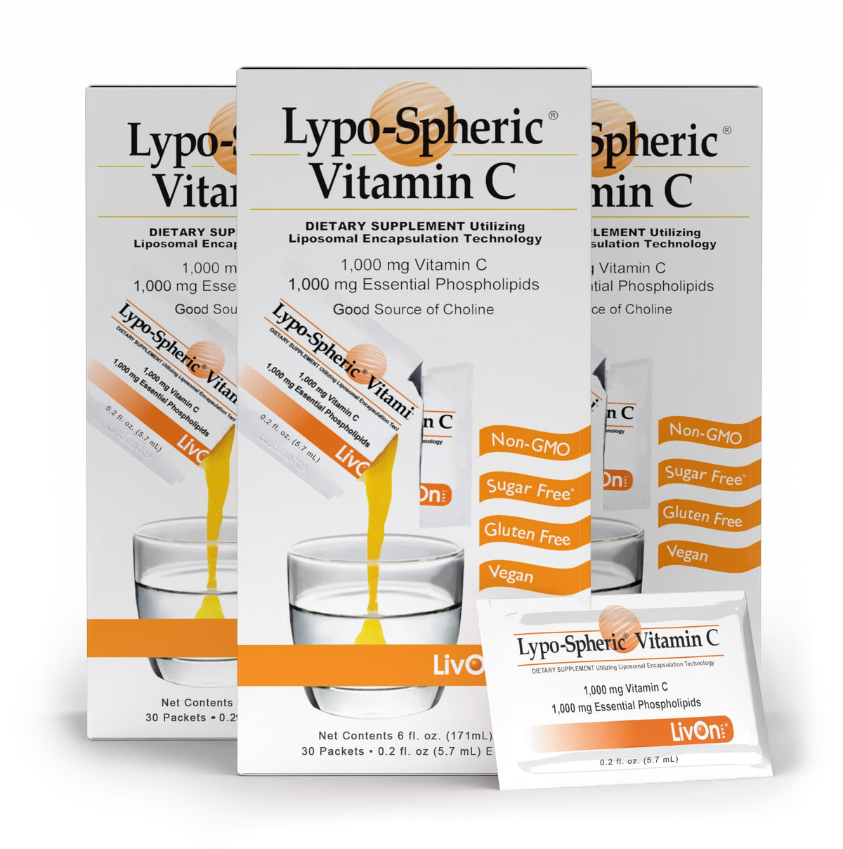 LivOn Liposomal Vitamin C packets for daily use with antioxidant support.
