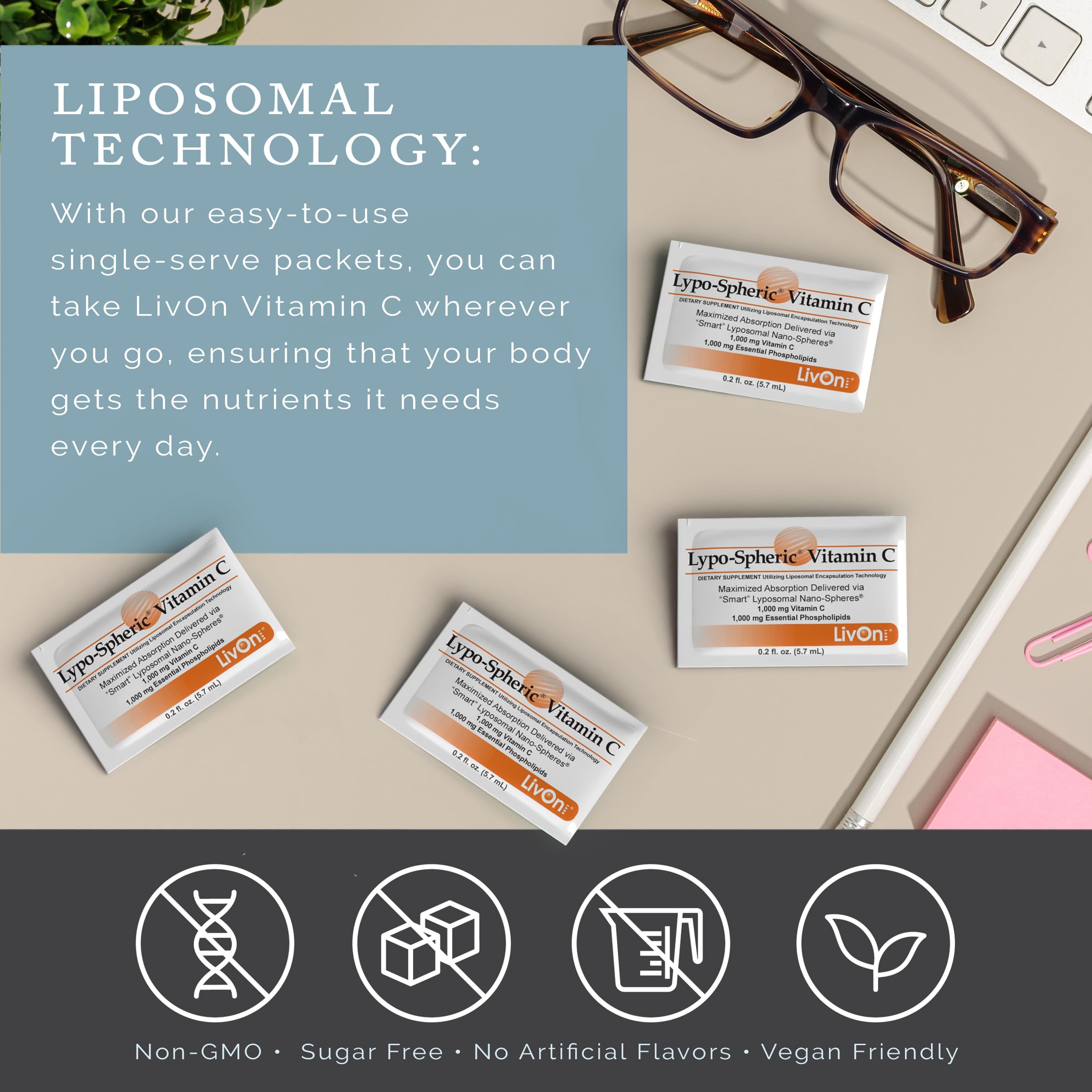 On-the-go use of LivOn Vitamin C for daily supplementation.