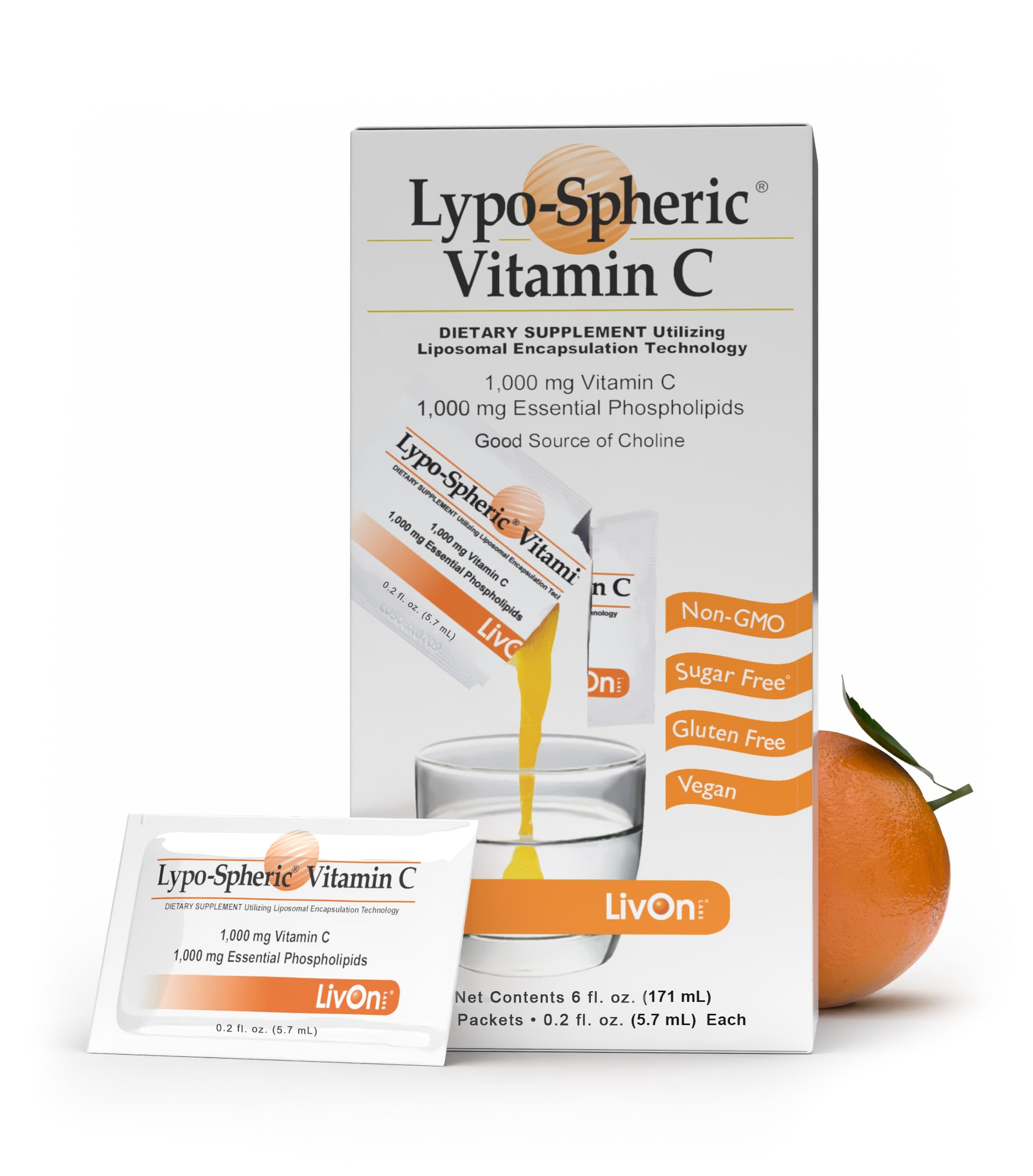LivOn Lypo-Spheric Vitamin C packets on the go may support daily immune routines.